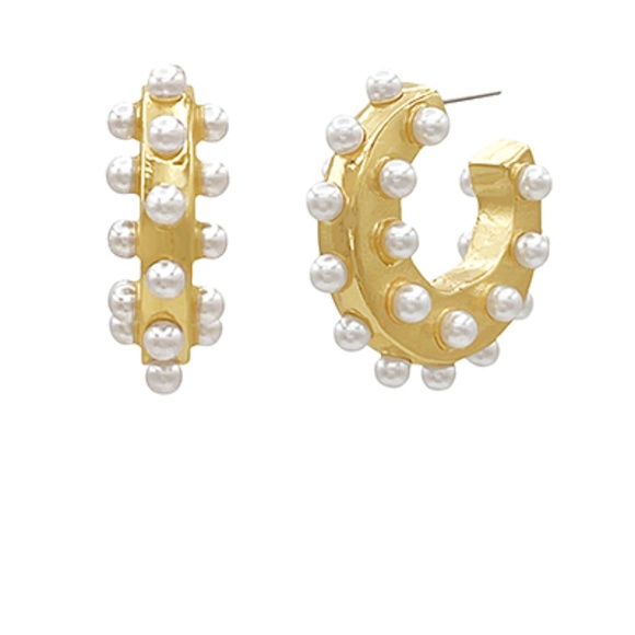 Pearl Embellishment Hoops - Picture 1 of 1